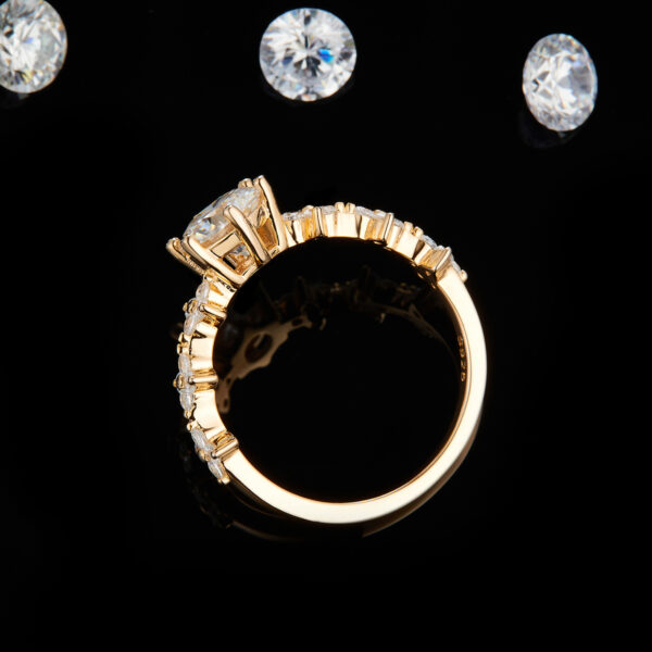 Six-claw female ring S925 silver plated with rose gold Customized selection Main stone Moissanite 1.0ct/side stone high carbon diamond - Image 3