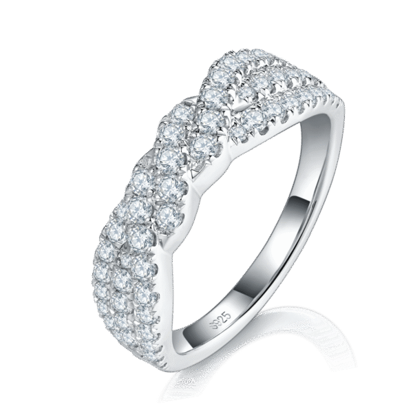 Light luxury ring S925 silver plated white gold female ring custom selection side stone moissanite 0.76ct