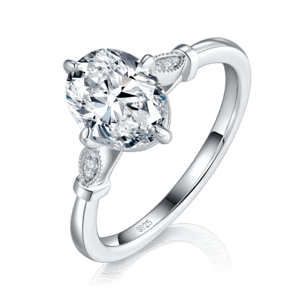 Horse-eye diamond female ring S925 silver plated with white gold Customized selection Main stone Moissanite 2.0ct / Side stone High carbon diamond
