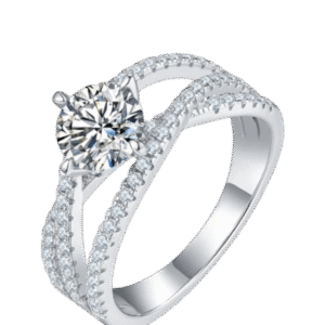 Three Lives Three Worlds S925 Silver Platinum-plated Moissanite Diamond Female Ring 1 Carat D Grade