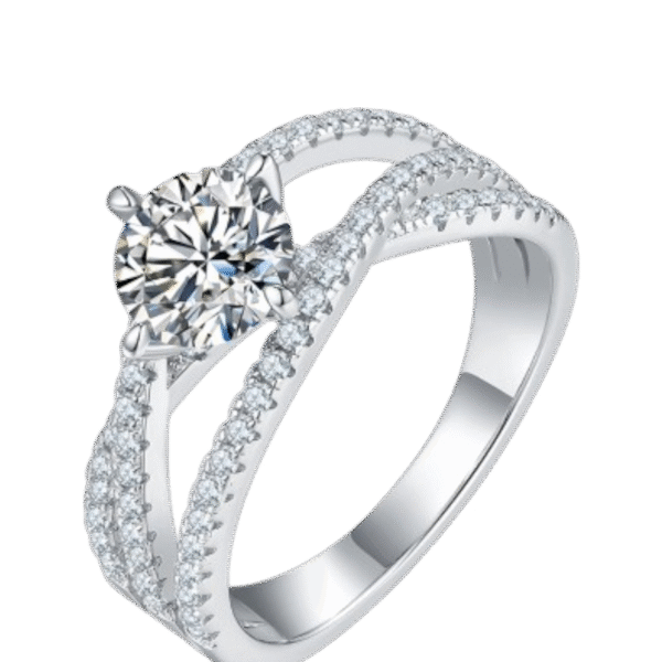 Three Lives Three Worlds S925 Silver Platinum-plated Moissanite Diamond Female Ring 1 Carat D Grade