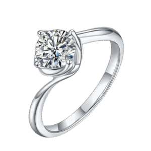 Twisted arm bud S925 silver plated white gold moissanite female ring 1 carat D grade