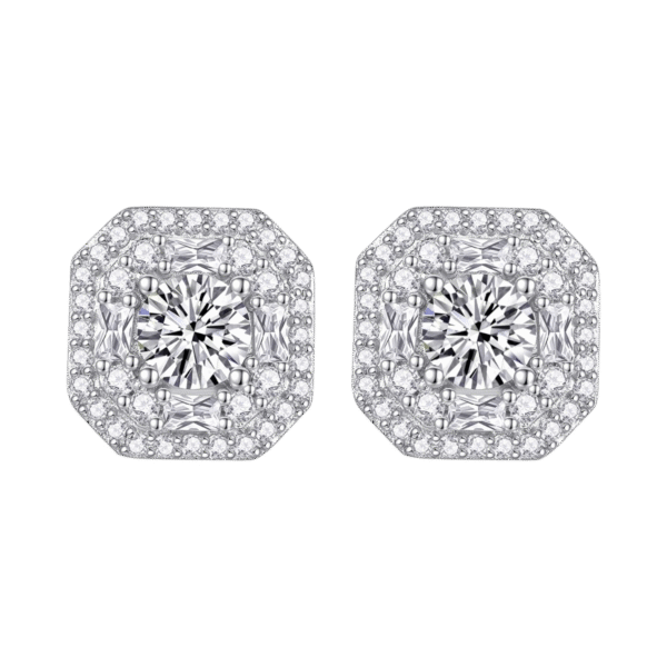 S925 silver plated 18K white gold moissanite earrings 1.0CT