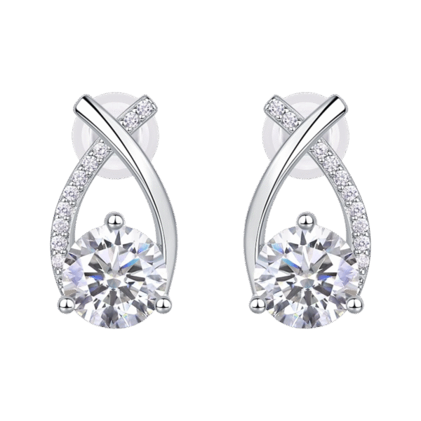S925 silver plated 18K white gold moissanite earrings 2.0CT