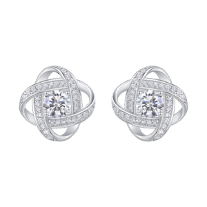 S925 silver plated 18K white gold moissanite earrings 1.0CT