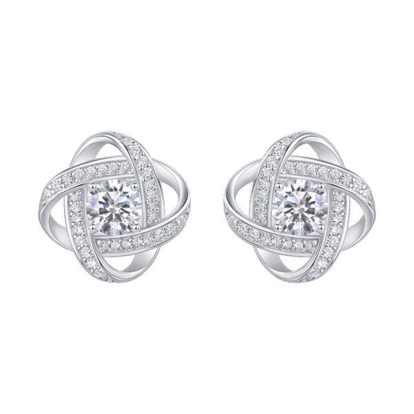 S925 silver plated 18K white gold moissanite earrings 1.0CT
