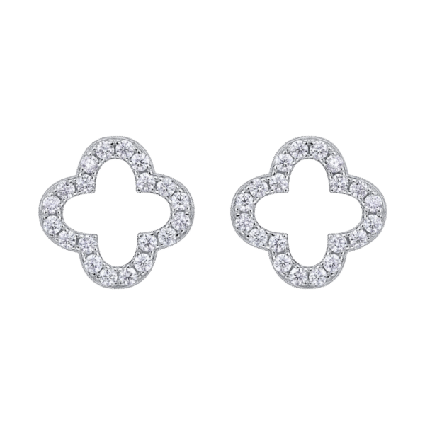 S925 silver plated 18K white gold moissanite four-leaf clover earrings