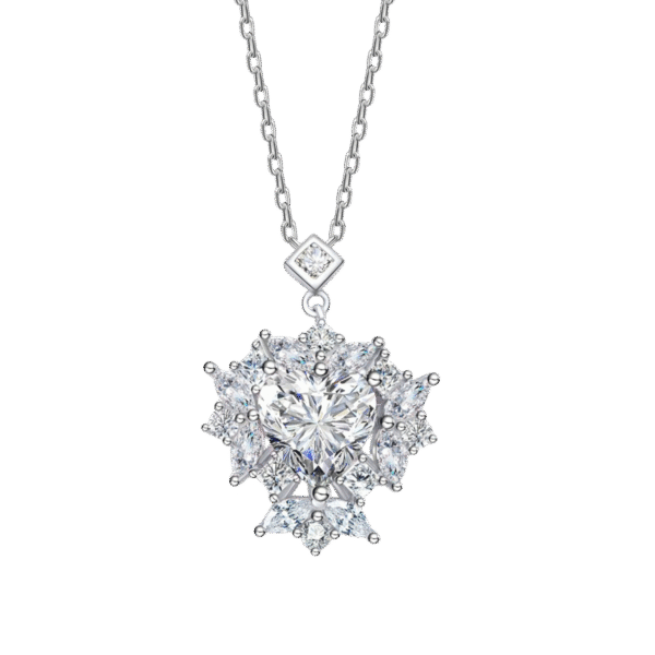 2ct heart shaped moissanite necklace female 925 sterling silver 8*8mm love pendant