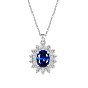 6*8 Egg Shape Ruby Necklace High Carbon Diamond