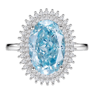 6.5 carat Paspa green ice flower cut ring female 925 sterling silver oval 8*12mm high carbon diamond