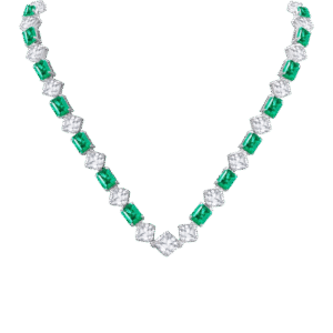 Sugar cube color matching emerald necklace for women full of diamonds and gemstones necklace
