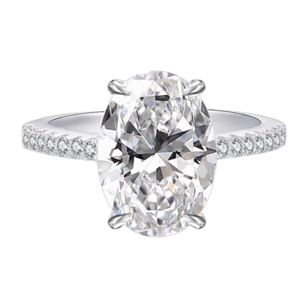 S925 silver plated white gold moissanite ring ice cut white color 8*12mm egg shape