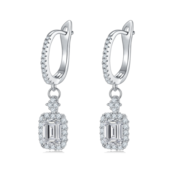 S925 silver plated 18K gold half earrings moissanite 2.0CT