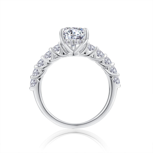 S925 silver plated 18K white gold female ring pear-shaped moissanite 3.0CT - Image 4