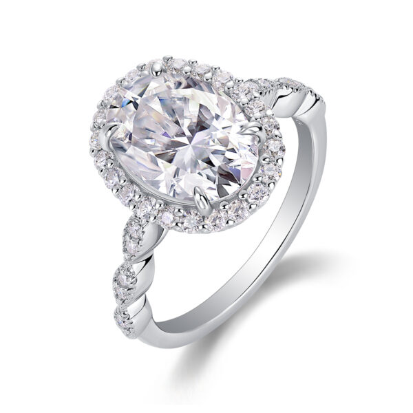 S925 silver plated 18K white gold female ring Dandelion Moissanite 4.5CT - Image 4