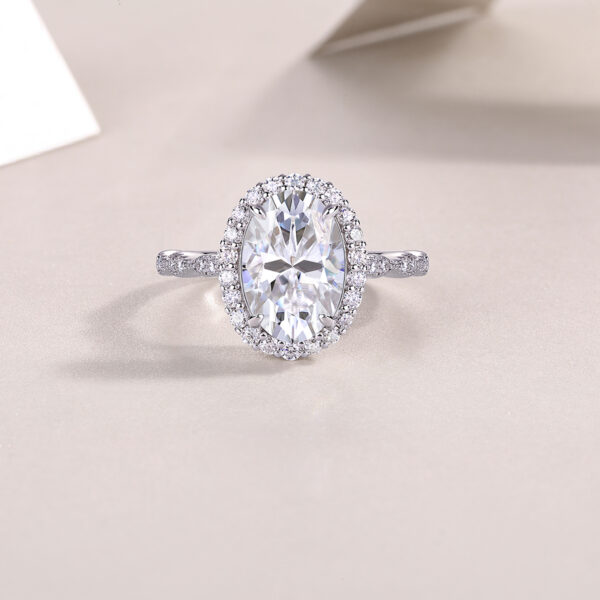 S925 silver plated 18K white gold female ring Dandelion Moissanite 4.5CT - Image 6