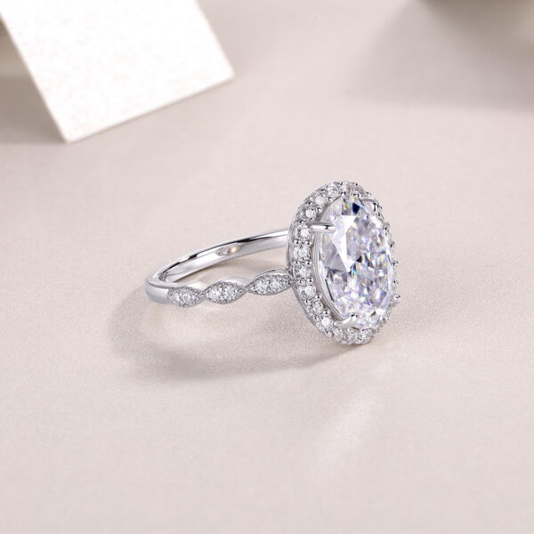 S925 silver plated 18K white gold female ring Dandelion Moissanite 4.5CT - Image 7
