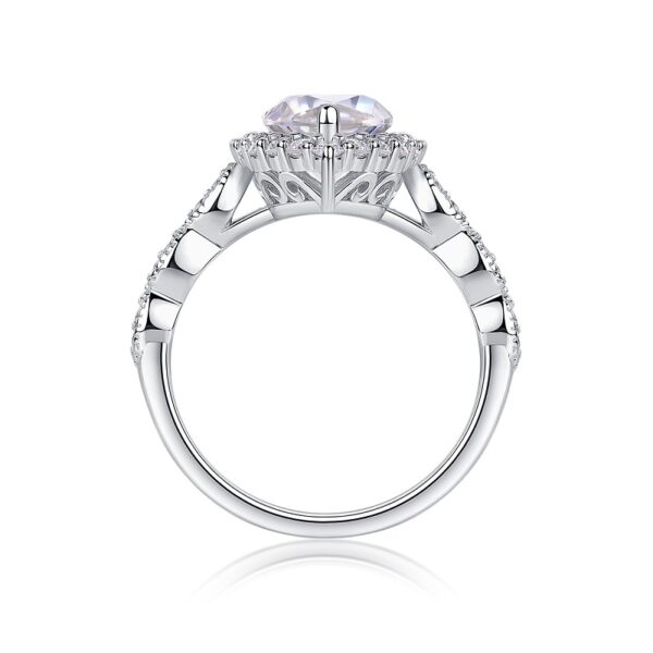 S925 silver plated 18K white gold female ring horse eye shaped moissanite 3.0CT - Image 4