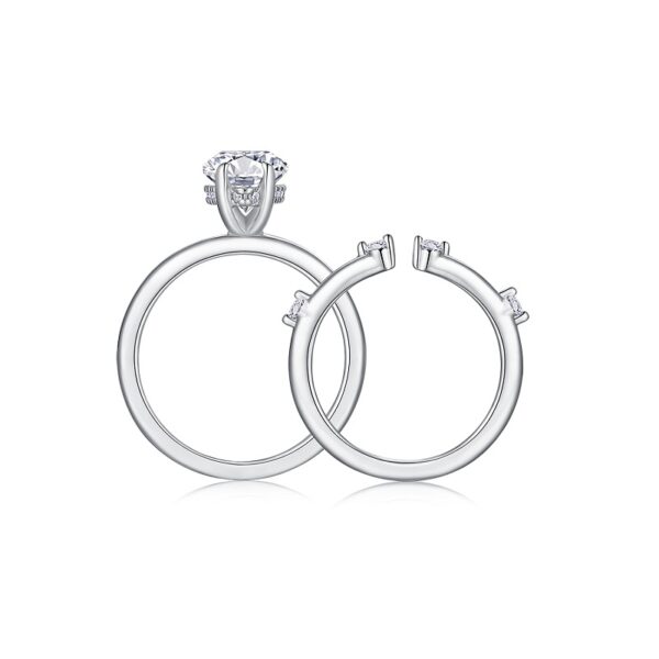 S925 silver plated 18K white gold female ring horse eye shaped moissanite 3.0CT - Image 5
