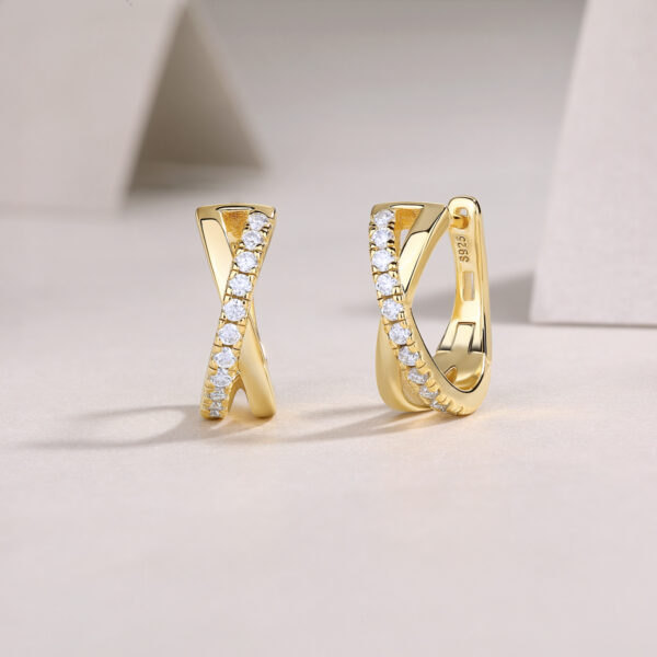 S925 silver plated 18K gold moissanite small earrings 0.44ct - Image 5