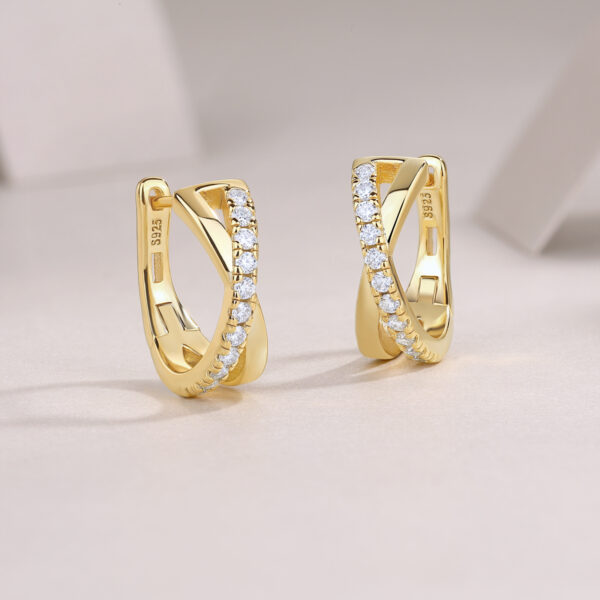 S925 silver plated 18K gold moissanite small earrings 0.44ct - Image 4