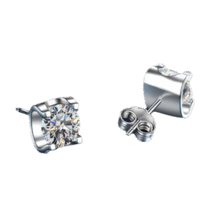 S925 sterling silver 1 carat moissanite earrings Fashionable bull head four claw diamond earrings