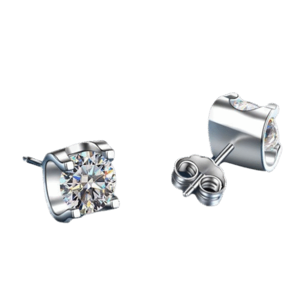S925 sterling silver 1 carat moissanite earrings Fashionable bull head four claw diamond earrings
