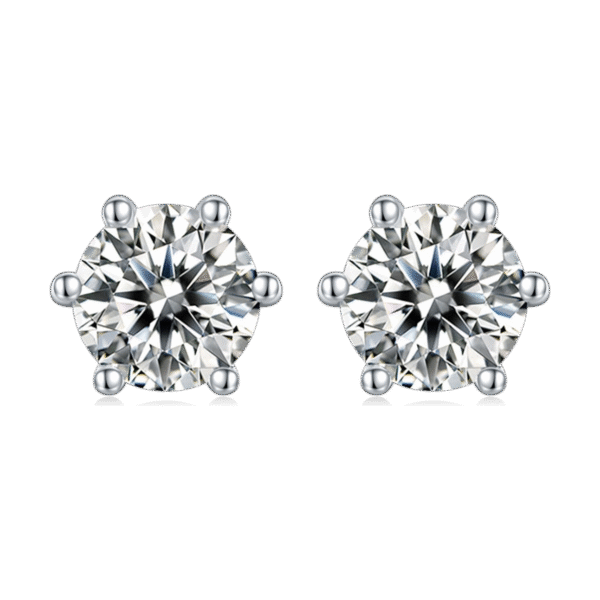 Classic six-claw moissanite earrings for women, sterling silver, simple, fashionable, versatile, high-end, S925