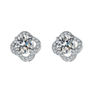 S925 sterling silver jewelry moissanite four-leaf clover moissanite earrings fashionable all-match earrings