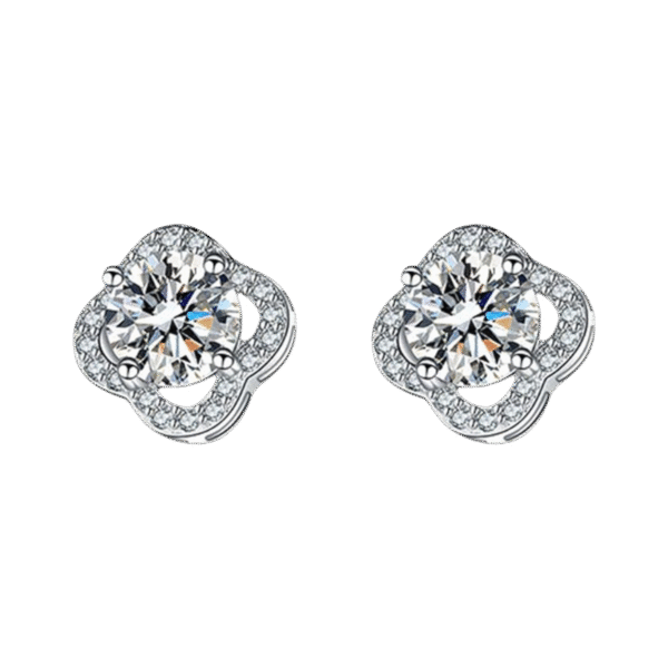 S925 sterling silver jewelry moissanite four-leaf clover moissanite earrings fashionable all-match earrings