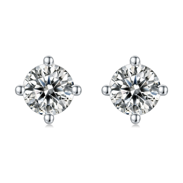 Classic four-claw S925 silver platinum-plated moissanite earrings