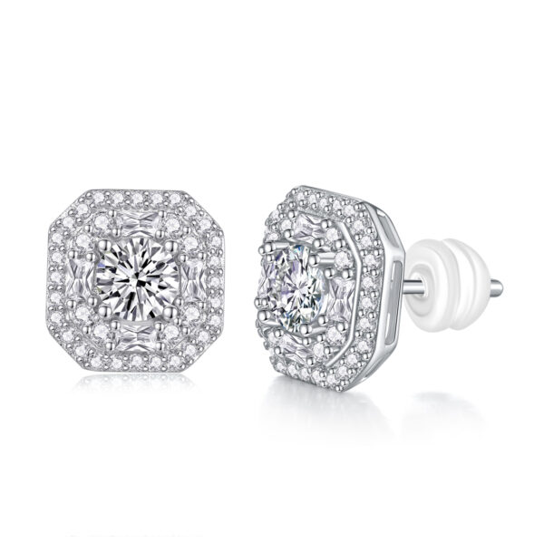 S925 silver plated 18K white gold moissanite earrings 1.0CT - Image 3