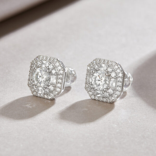 S925 silver plated 18K white gold moissanite earrings 1.0CT - Image 4