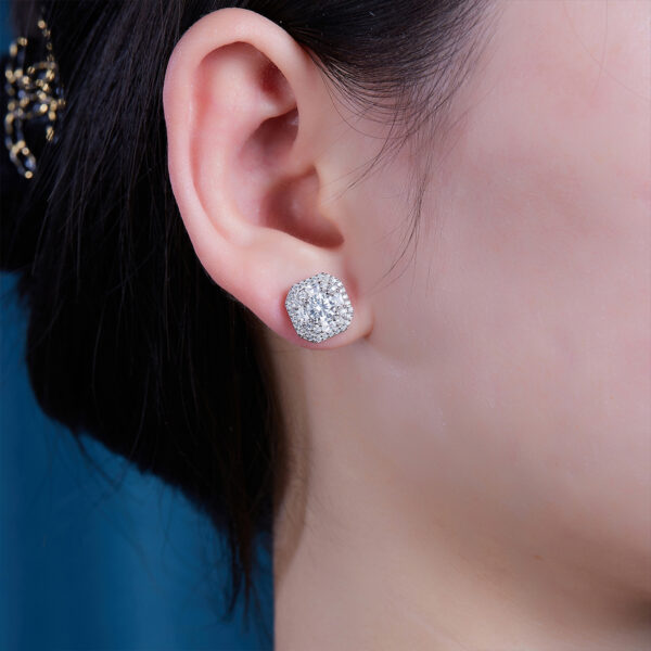 S925 silver plated 18K white gold moissanite earrings 1.0CT - Image 2
