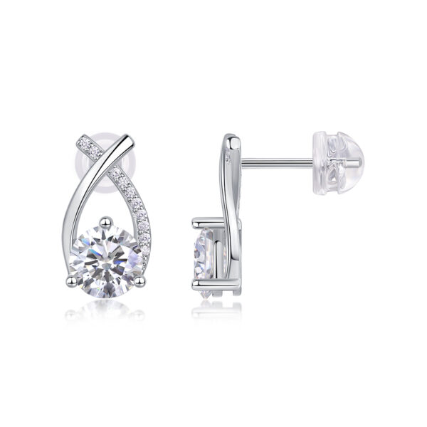 S925 silver plated 18K white gold moissanite earrings 2.0CT - Image 3