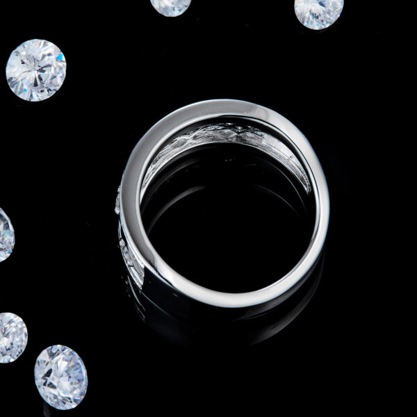 Hollow square full inlaid female ring S925 silver plated with white gold custom selected side stone moissanite 0.4ct - Image 3