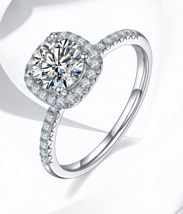 Classic Square Bag S925 Silver Plated Platinum Moissanite Women's Ring 1 Carat D Grade - Image 4