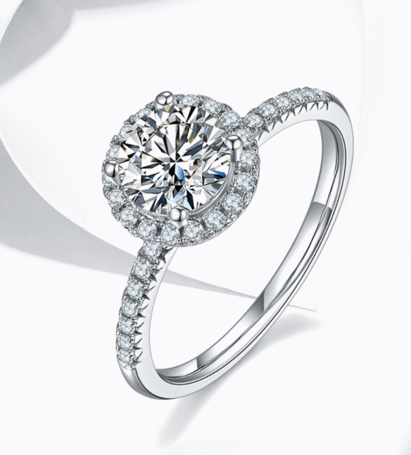 Classic round S925 silver plated white gold moissanite female ring 1 carat D grade - Image 4