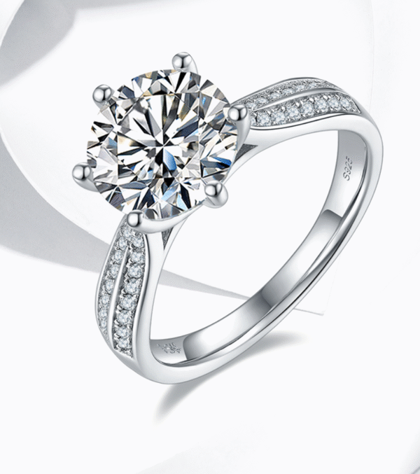 Starlight Queen S925 silver plated white gold moissanite female ring 3.0 carat D grade - Image 4
