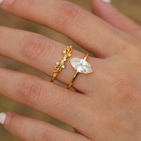 SS925 Marquise Moissanite Ring Stacking - Image 2
