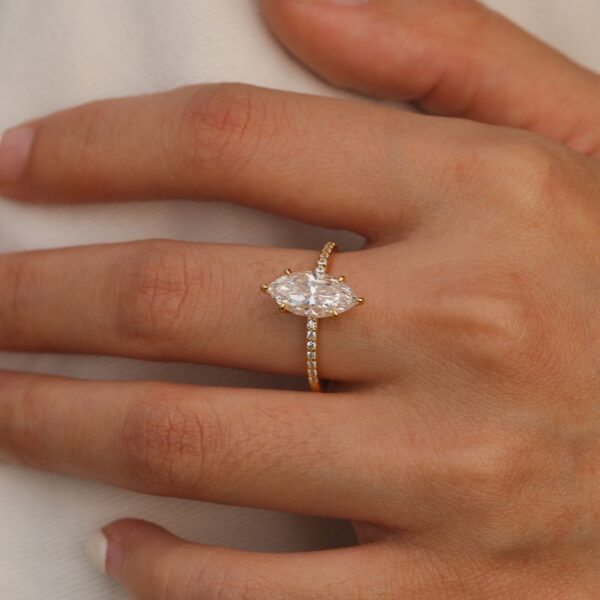 S925 silver marquise moissanite ring - Image 2