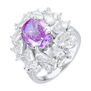 S925 silver high carbon diamond ice flower cut ring for women