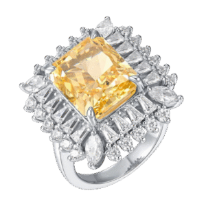 S925 silver ice flower cut high carbon diamond ring surrounded by sugar cube colored gemstone ring