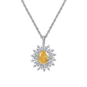 S925 Silver High Carbon Diamond Pendant Women Yellow Diamond Necklace