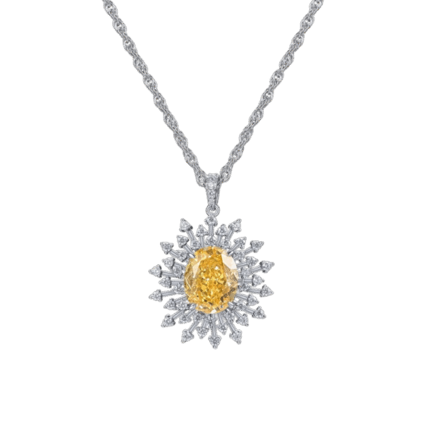 S925 Silver High Carbon Diamond Pendant Women Yellow Diamond Necklace