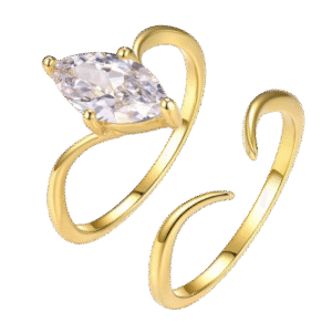 S925 silver set with marquise moissanite ring