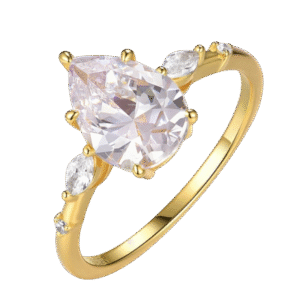 S925 Silver Moissanite Ring Women's Petal Water Drop Design