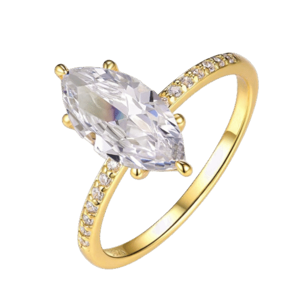 S925 silver marquise moissanite ring