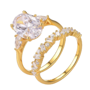 S925 silver set of two egg-shaped moissanite rings