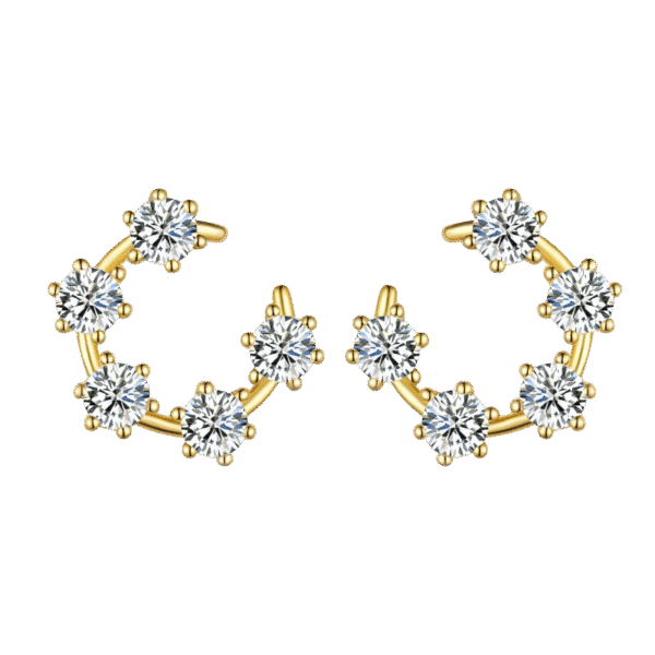 S925 silver gold ring moissanite earrings six claws